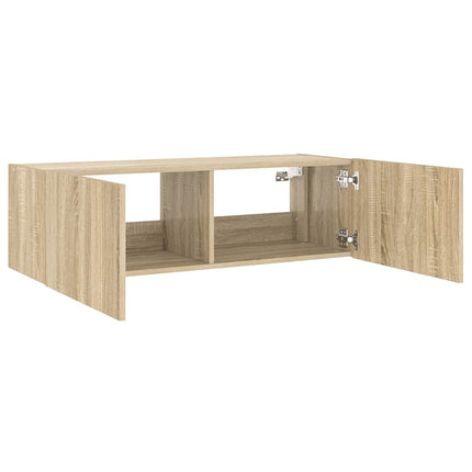Väggmonterad tv-bänk LED sonoma-ek 100x35x31 cm
