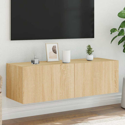 Väggmonterad tv-bänk LED sonoma-ek 100x35x31 cm