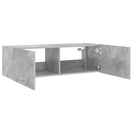 Väggmonterad tv-bänk LED betonggrå 100x35x31 cm