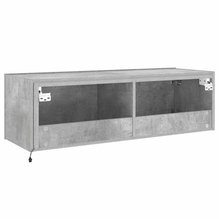 Väggmonterad tv-bänk LED betonggrå 100x35x31 cm