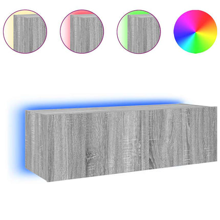 Väggmonterad tv-bänk LED grå sonoma 100x35x31 cm