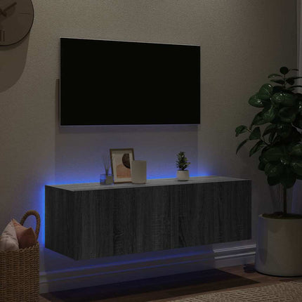 Väggmonterad tv-bänk LED grå sonoma 100x35x31 cm