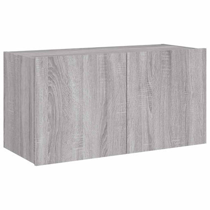 Väggmonterad tv-bänk LED grå sonoma 80x35x41 cm