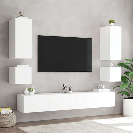 Väggmonterad tv-bänk LED vit 100x35x41 cm