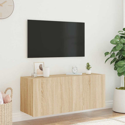 Väggmonterad tv-bänk LED sonoma-ek 100x35x41 cm