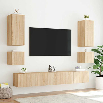 Väggmonterad tv-bänk LED sonoma-ek 100x35x41 cm