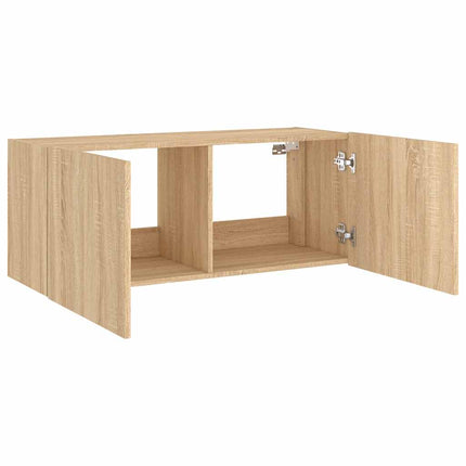 Väggmonterad tv-bänk LED sonoma-ek 100x35x41 cm