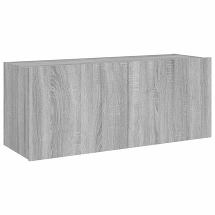 Väggmonterad tv-bänk LED grå sonoma 100x35x41 cm