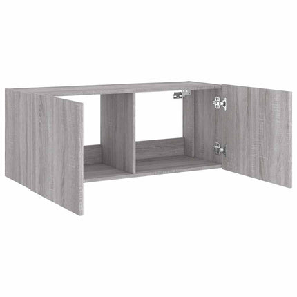 Väggmonterad tv-bänk LED grå sonoma 100x35x41 cm