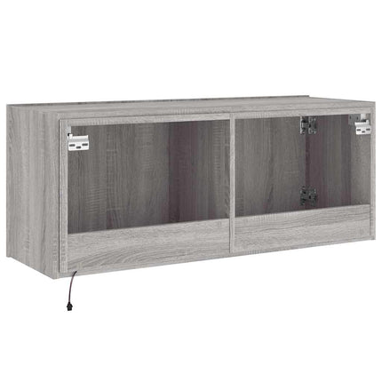 Väggmonterad tv-bänk LED grå sonoma 100x35x41 cm