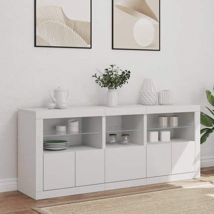 Skänk med LED-belysning vit 162x37x67 cm