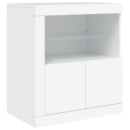 Skänk med LED-belysning vit 162x37x67 cm