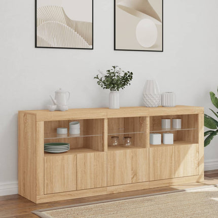 Skänk med LED-belysning sonoma-ek 162x37x67 cm
