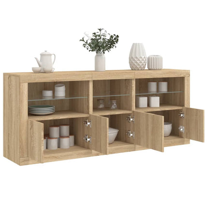 Skänk med LED-belysning sonoma-ek 162x37x67 cm