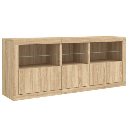Skänk med LED-belysning sonoma-ek 162x37x67 cm