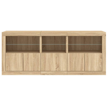 Skänk med LED-belysning sonoma-ek 162x37x67 cm