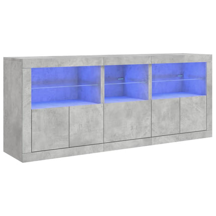 Skänk med LED-belysning betonggrå 162x37x67 cm