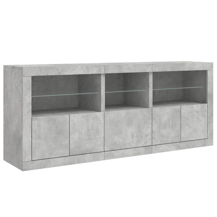 Skänk med LED-belysning betonggrå 162x37x67 cm