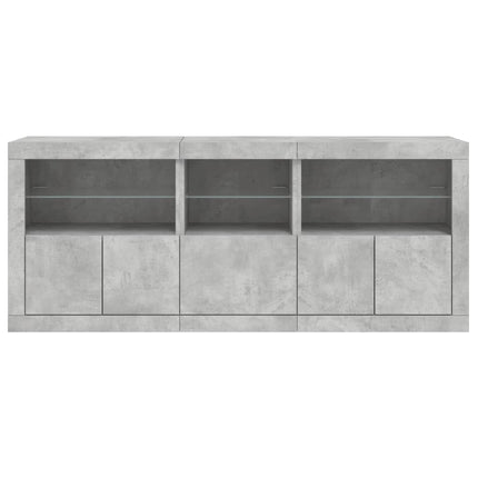 Skänk med LED-belysning betonggrå 162x37x67 cm