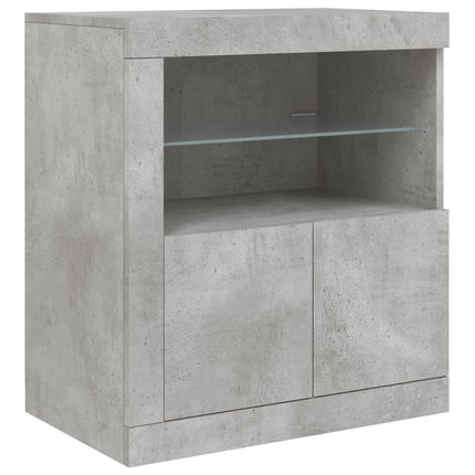 Skänk med LED-belysning betonggrå 162x37x67 cm