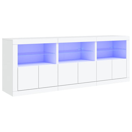 Skänk med LED-belysning vit 181,5x37x67 cm