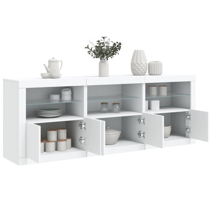 Skänk med LED-belysning vit 181,5x37x67 cm