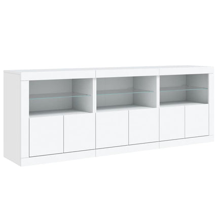 Skänk med LED-belysning vit 181,5x37x67 cm