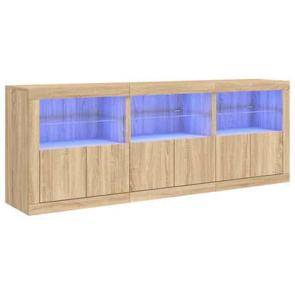 Skänk med LED-belysning sonoma-ek 181,5x37x67 cm