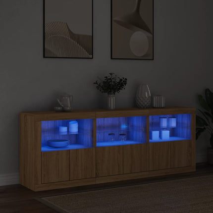 Skänk med LED-belysning sonoma-ek 181,5x37x67 cm