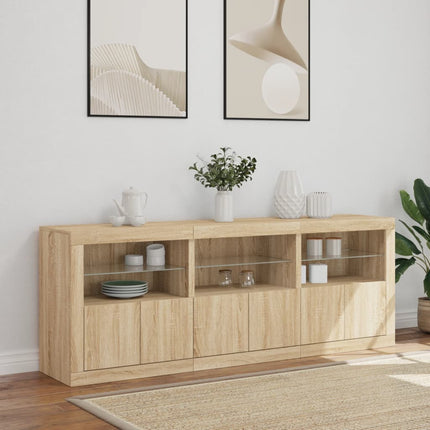Skänk med LED-belysning sonoma-ek 181,5x37x67 cm