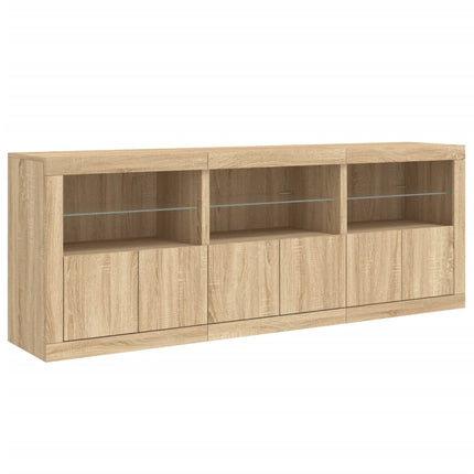 Skänk med LED-belysning sonoma-ek 181,5x37x67 cm