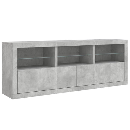 Skänk med LED-belysning betonggrå 181,5x37x67 cm
