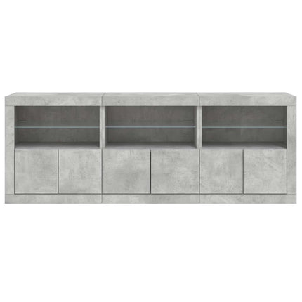 Skänk med LED-belysning betonggrå 181,5x37x67 cm