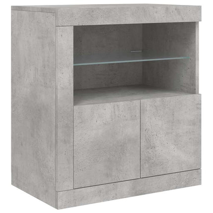 Skänk med LED-belysning betonggrå 181,5x37x67 cm
