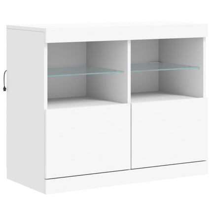Skänk med LED-belysning vit 202x37x67 cm