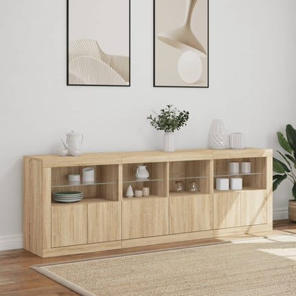 Skänk med LED-belysning sonoma-ek 202x37x67 cm