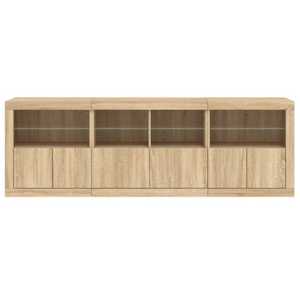 Skänk med LED-belysning sonoma-ek 202x37x67 cm