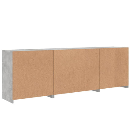 Skänk med LED-belysning betonggrå 202x37x67 cm