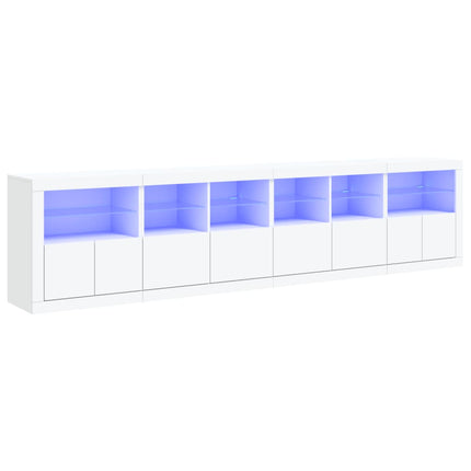 Skänk med LED-belysning vit 283x37x67 cm