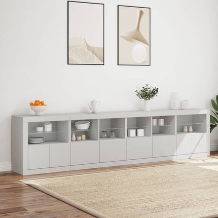 Skänk med LED-belysning vit 283x37x67 cm