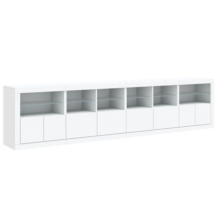 Skänk med LED-belysning vit 283x37x67 cm