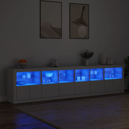 Skänk med LED-belysning vit 283x37x67 cm