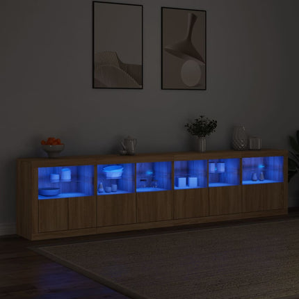 Skänk med LED-belysning sonoma-ek 283x37x67 cm