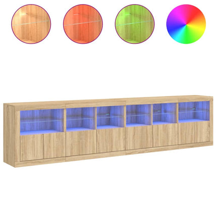 Skänk med LED-belysning sonoma-ek 283x37x67 cm