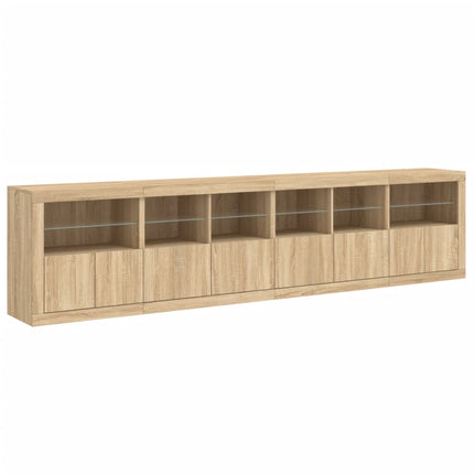 Skänk med LED-belysning sonoma-ek 283x37x67 cm
