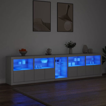 Skänk med LED-belysning vit 283x37x67 cm
