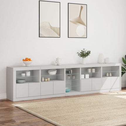 Skänk med LED-belysning vit 283x37x67 cm