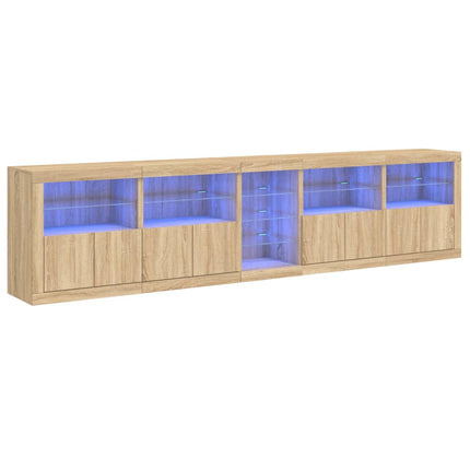 Skänk med LED-belysning sonoma-ek 283x37x67 cm