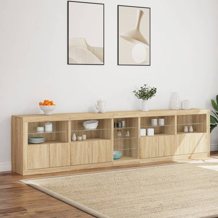 Skänk med LED-belysning sonoma-ek 283x37x67 cm