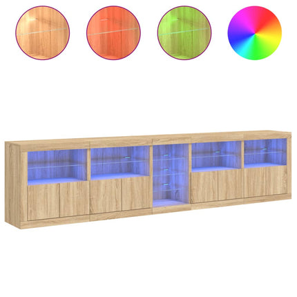 Skänk med LED-belysning sonoma-ek 283x37x67 cm